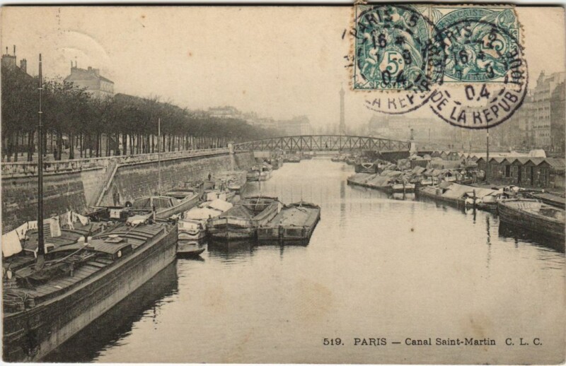 Carte postale ancienne Paris 12e Canal Saint-Martin