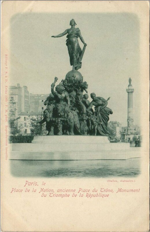 Carte postale ancienne Paris 12e Place de la Nation Statue de la République
