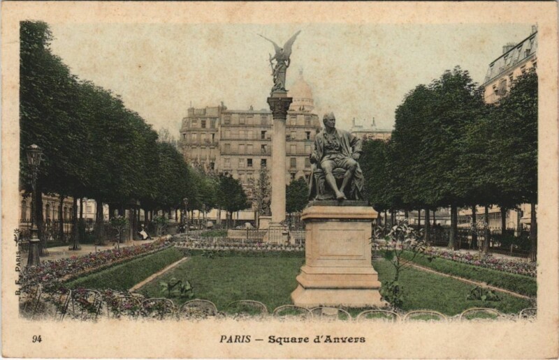 Carte postale ancienne Paris 9e Square d'Anvers