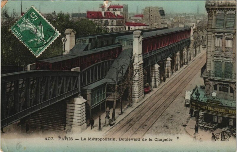 Carte postale ancienne Le Métropolitain Boulevard de la Chapelle à Paris 10e