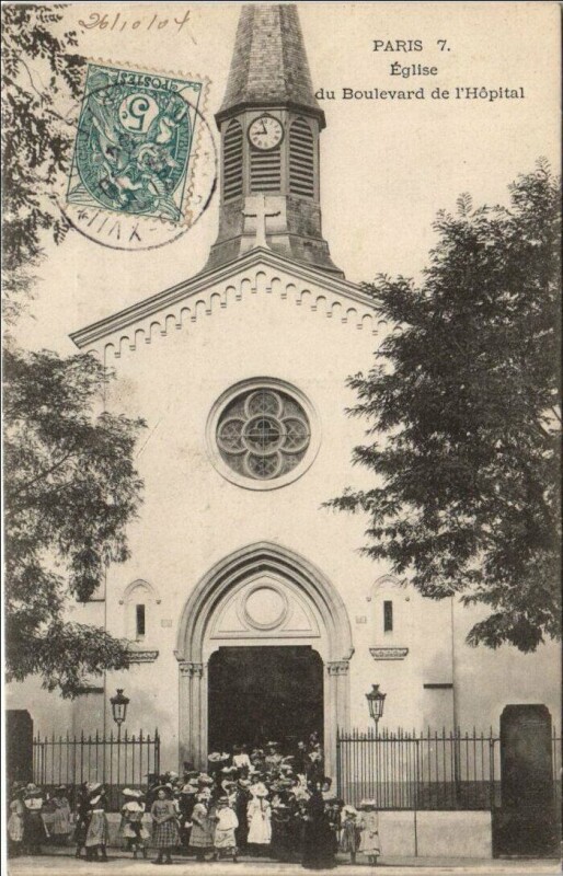 Carte postale ancienne Eglise du Boulevard de l'Hôpital à Paris 13e
