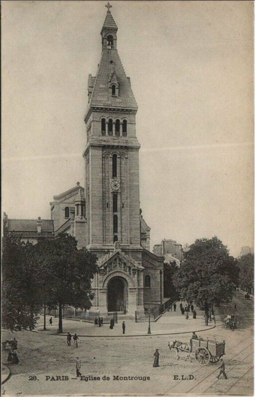 Carte postale ancienne Eglise de Montrouge à Paris 14e