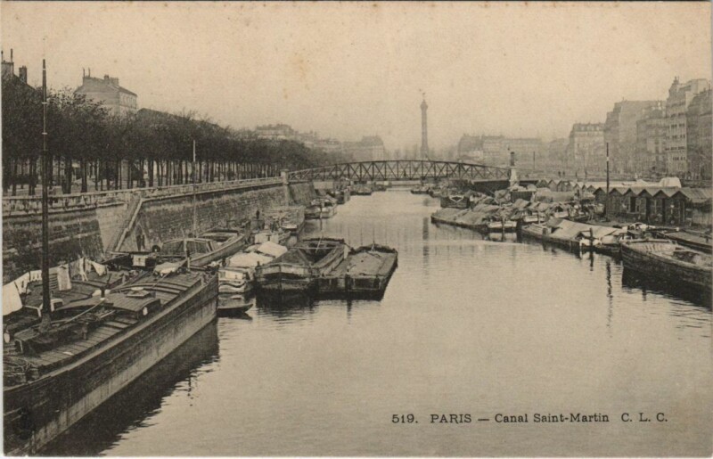 Carte postale ancienne Paris 10e Canal Saint-martin
