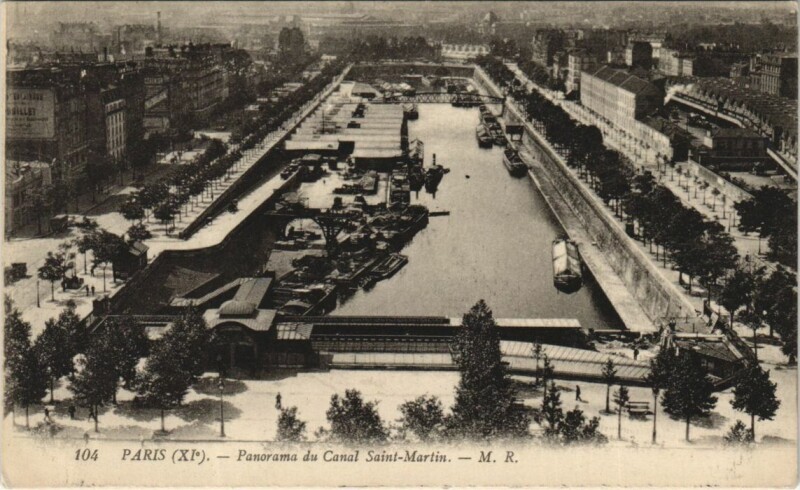 Carte postale ancienne Paris 11e Panorama Canal Saint-martin