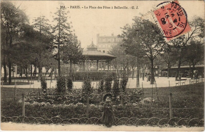 Carte postale ancienne La Place des Fêtes a Belleville à Paris 19e