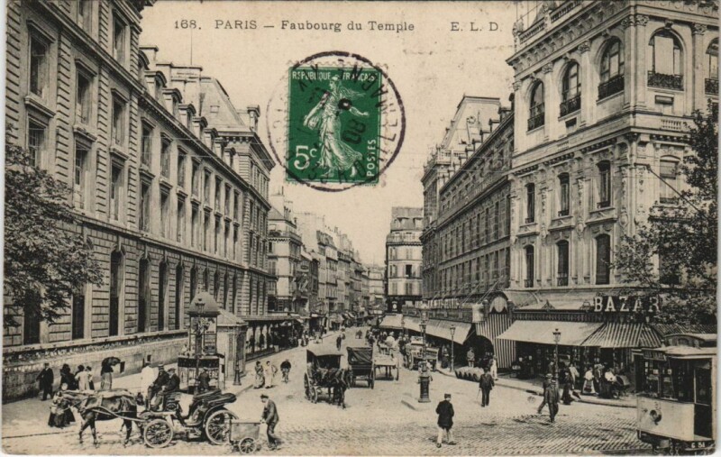 Carte postale ancienne Paris 3e Fg du Temple