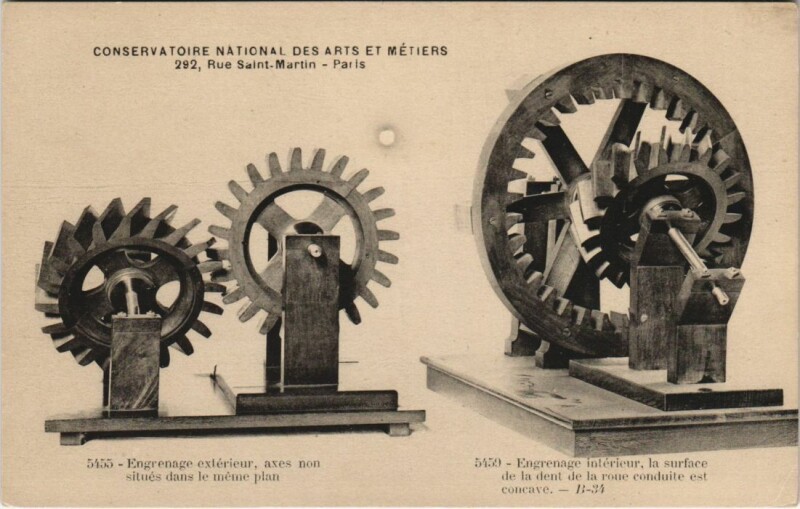 Carte postale ancienne Paris (3e) Cnam - Engrenage interieur et exterieur à Paris 3e