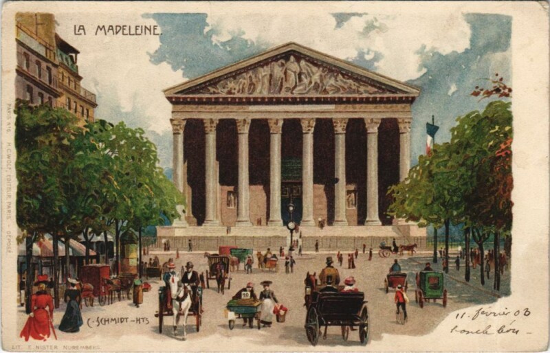 Carte postale ancienne Paris 2e la Madeleine Litho