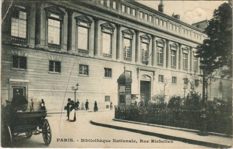 Carte postale ancienne Paris 2e Rue Richelieu Bibliotheque