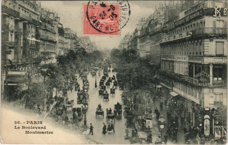 Carte postale ancienne Paris 2e Boulevard Montmartre