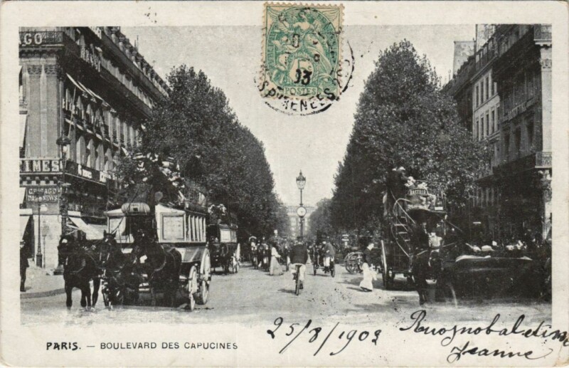 Carte postale ancienne Paris 2e Boulevard des Capucines