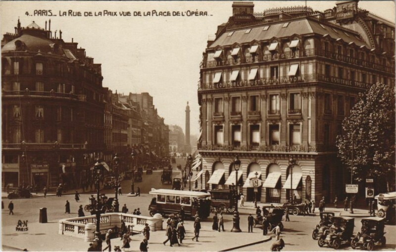 Carte postale ancienne Paris 2e Rue de la Paix Avenue de l'Opéra
