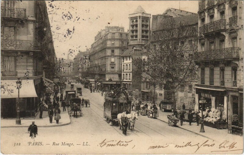 Carte postale ancienne Paris 5e Rue Monge
