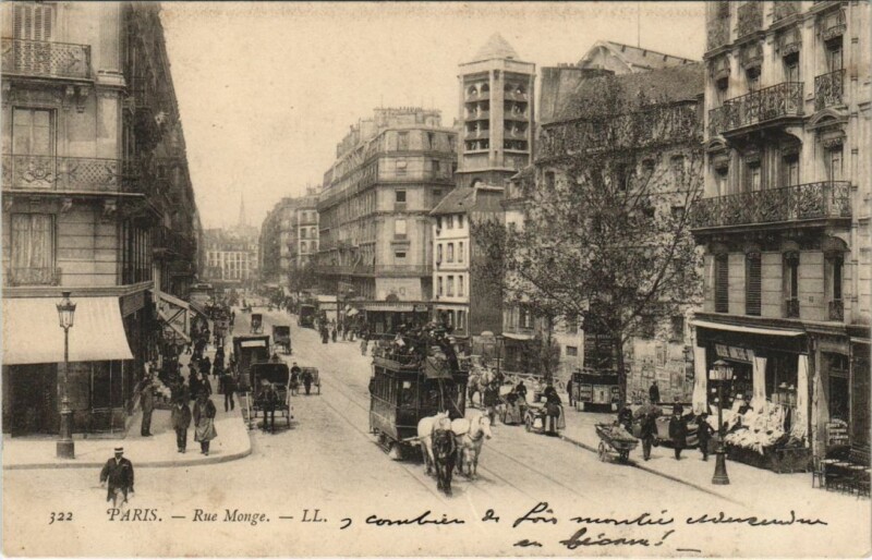 Carte postale ancienne Paris 5e Rue Monge