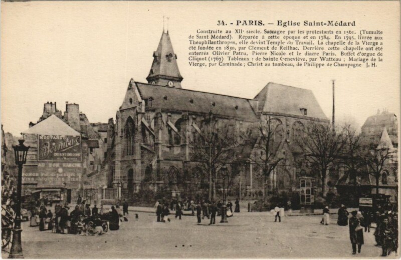 Carte postale ancienne Paris 5e Eglise Saint-Médard