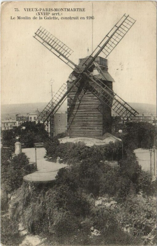 Carte postale ancienne Montmartre - Le Moulin de La Galette à Paris 18e