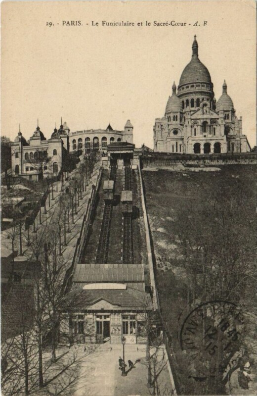 Carte postale ancienne Le Funiculaire et le Sacré-Coeur à Paris 18e
