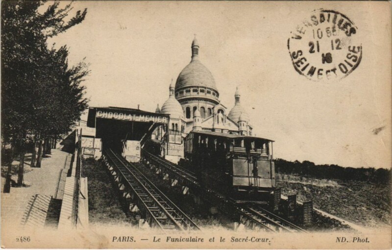 Carte postale ancienne Le Funiculaire et le Sacré-Coeur à Paris 18e