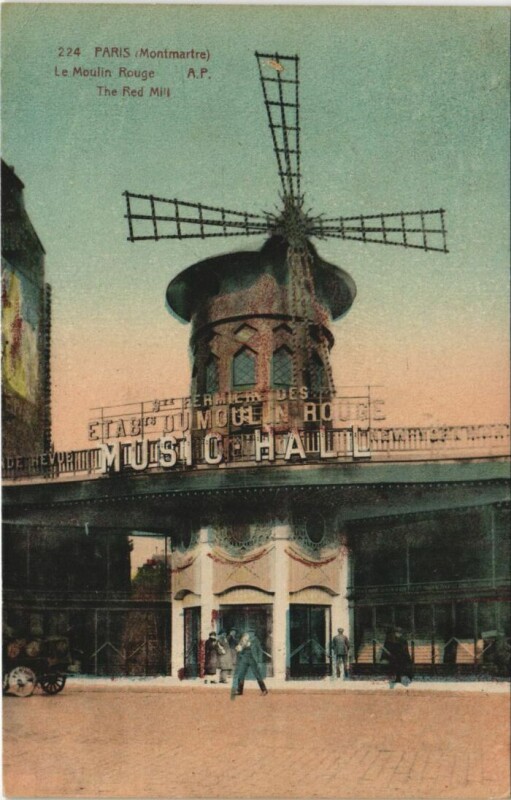 Carte postale ancienne Montmartre - Le Moulin Rouge à Paris 9e
