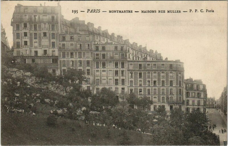 Carte postale ancienne Montmartre - Maisons Rue Muller à Paris 18e
