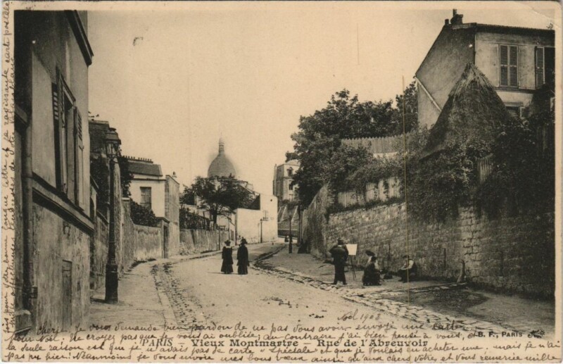 Carte postale ancienne Vieux Montmartre - Rue de l'Abreuvoir à Paris 18e