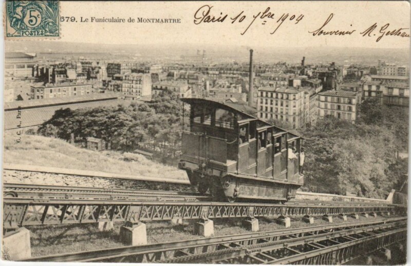 Carte postale ancienne Le Funiculaire de Montmartre à Paris 18e