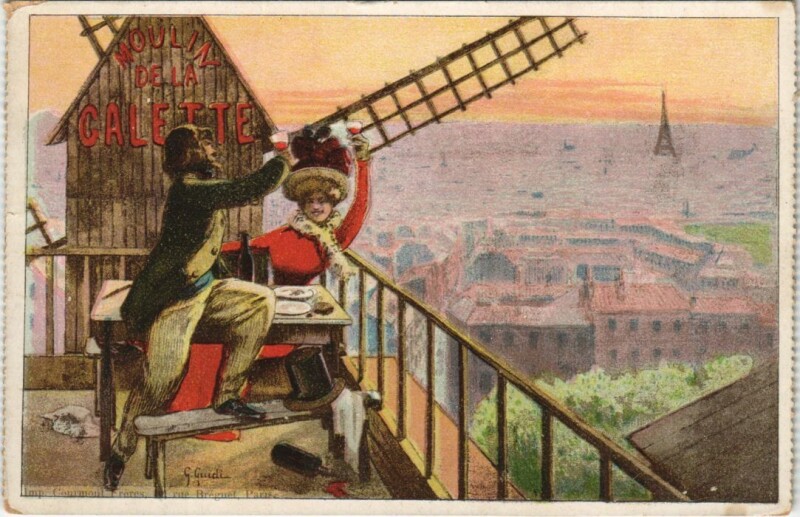 Carte postale ancienne Moulin de la Galette à Paris 18e