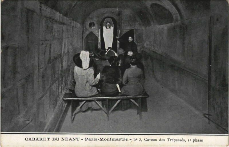 Carte postale ancienne Montmartre - Cabaret du Néant - Caveau des Trépassés - Première phase à Paris 18e