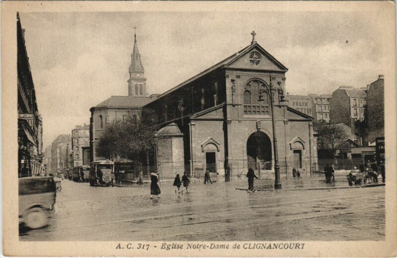 Carte postale ancienne Eglise Notre-Dame de Clignancourt à Paris 18e