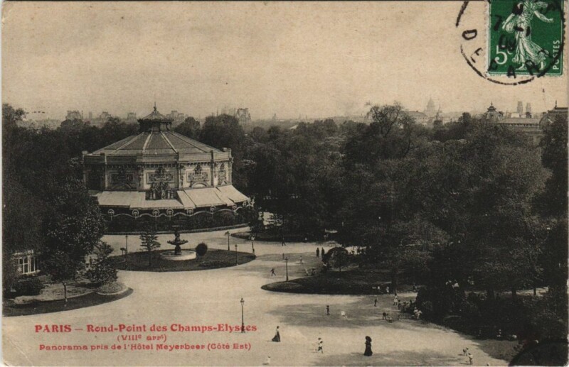 Carte postale ancienne Paris 8e Rond-point des Champs Elysées