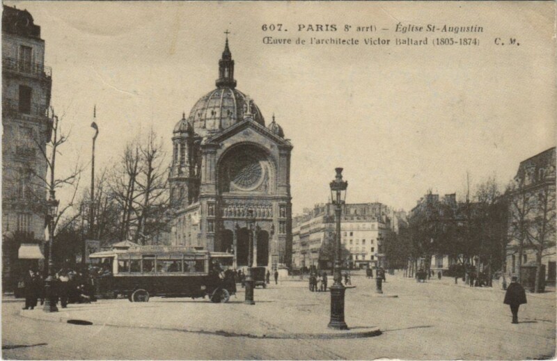 Carte postale ancienne Paris 8e Eglise Saint-Augustine à Saint-Augustin
