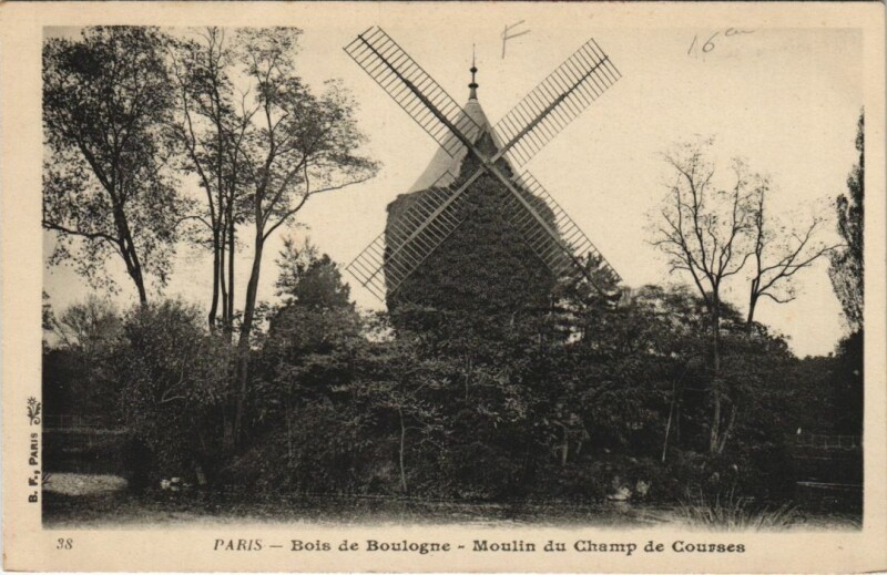 Carte postale ancienne Bois de Boulogne - Moulin du Champ de Courses à Paris 16e