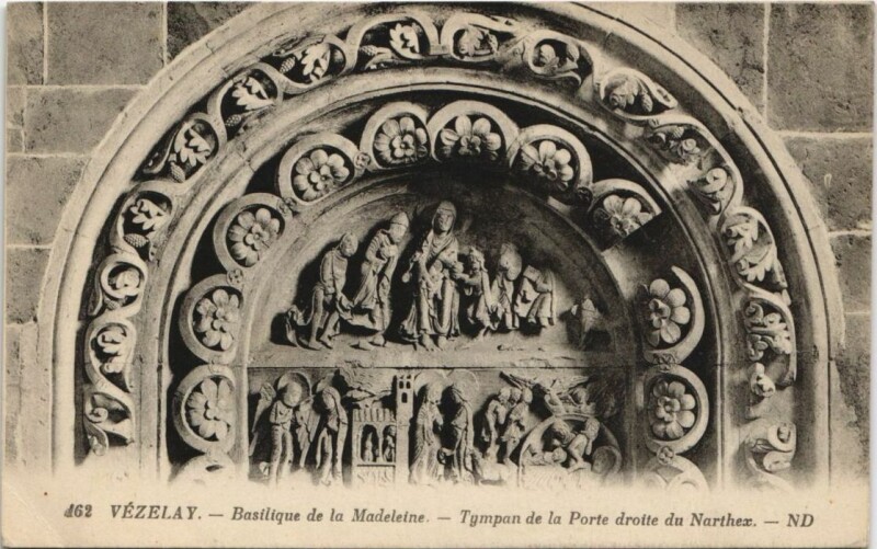 Carte postale ancienne Vezelay Basilique de la Madeleine - Tympan de la Porte