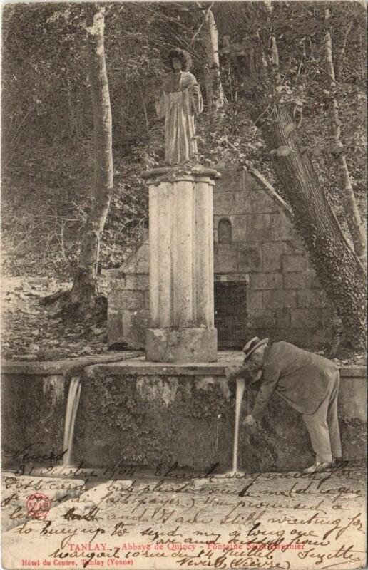Carte postale ancienne Tanlay Abbaye de Quincy - Fontaine à Tanlay