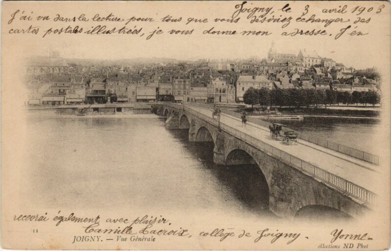 Carte postale ancienne Joigny Vue Generale à Joigny