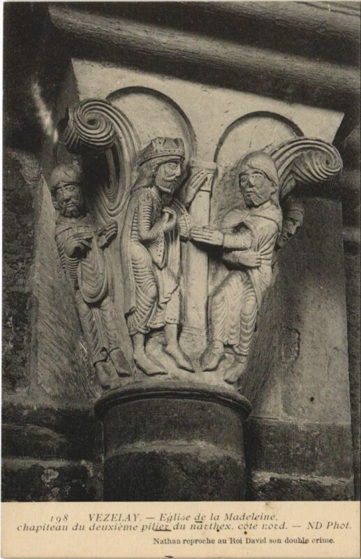 Carte postale ancienne Vezelay Eglise de la Madeleine - Chapiteau du Deuxieme Pilier