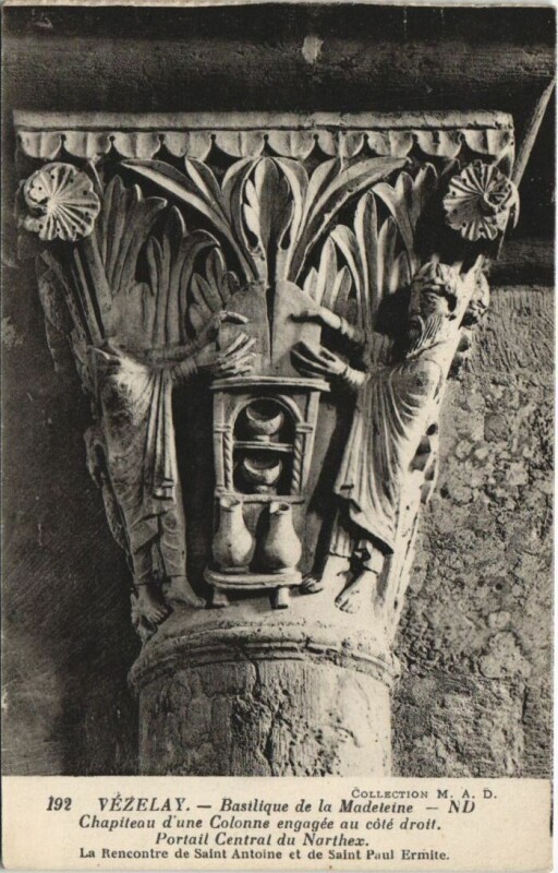 Carte postale ancienne Vezelay Basilique de la Madeleine - Chapiteau d'une Colonne
