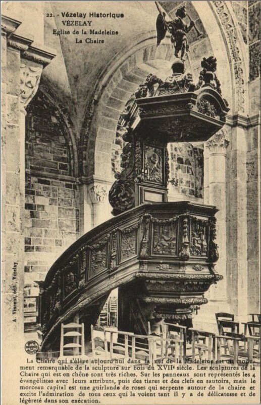 Carte postale ancienne Vezelay Eglise de la Madeleine - La Chaire
