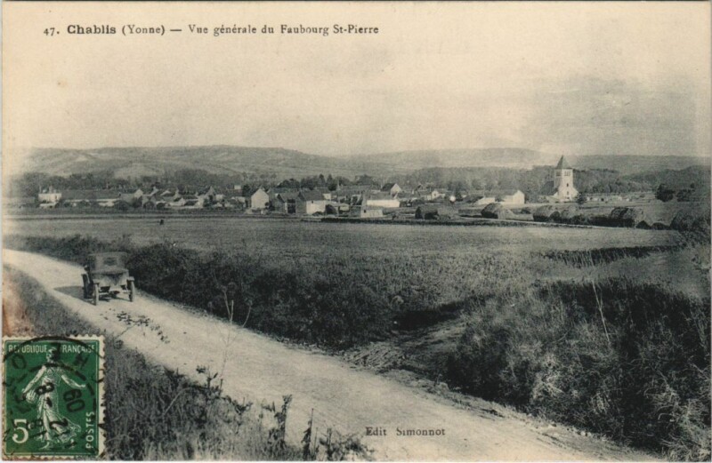 Carte postale ancienne Chablis Vue Generale du Faubourg Saint-Pierre à Chablis