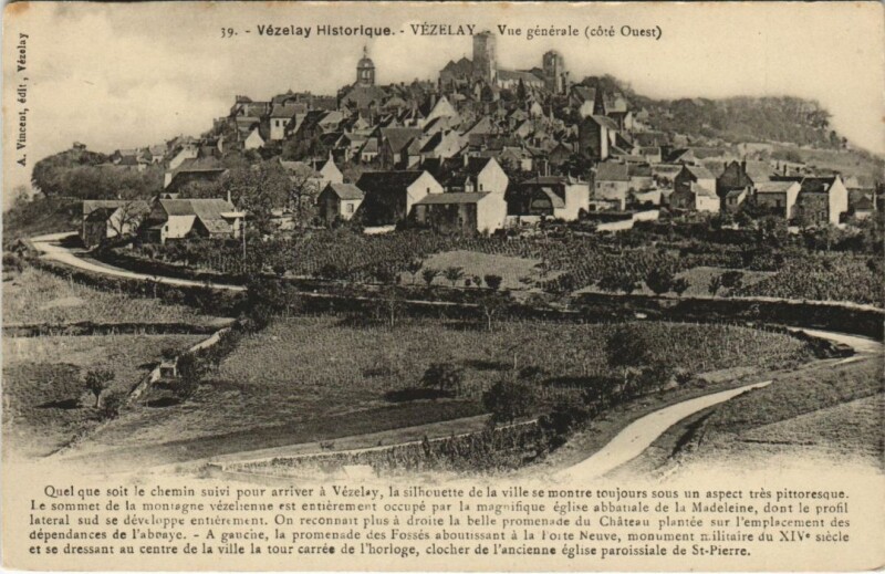 Carte postale ancienne Vezelay Vue Generale - Cote Ouest