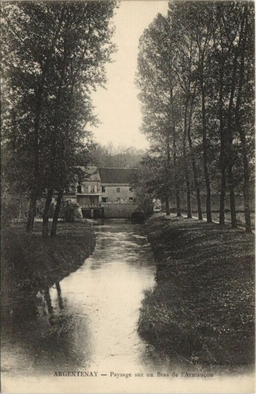 Carte postale ancienne Argentenay Paysage sur un Bras de l'Armancon à Argentenay