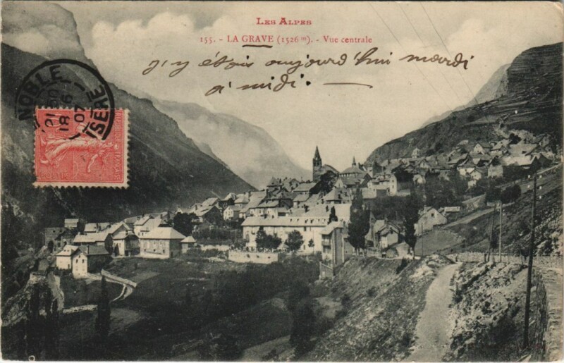Carte postale ancienne La Grave Vue Generale - Vue Centrale à La Grave