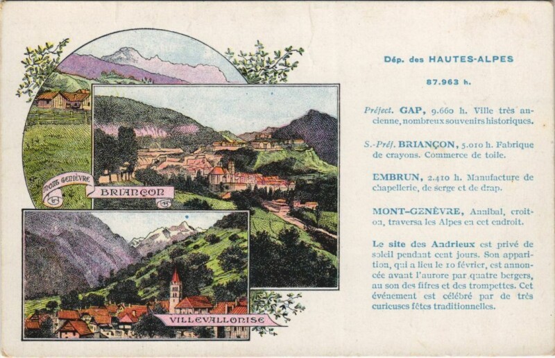 Carte postale ancienne Briancon Villevalloise - Montgenevre - Vues