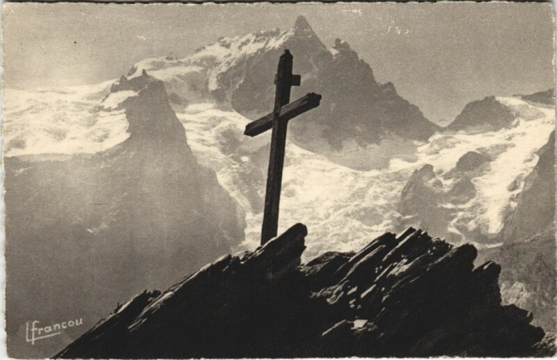 Carte postale ancienne La Grave La Croix du Chazelet et la Meije à La Grave