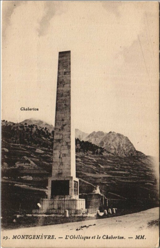 Carte postale ancienne Montgenevre L'Obelisque et le Chaberton