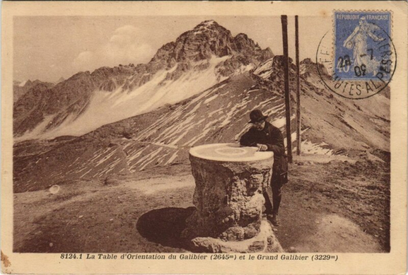 Carte postale ancienne La Table d'Orientation du Galibier et le Grand Galibier
