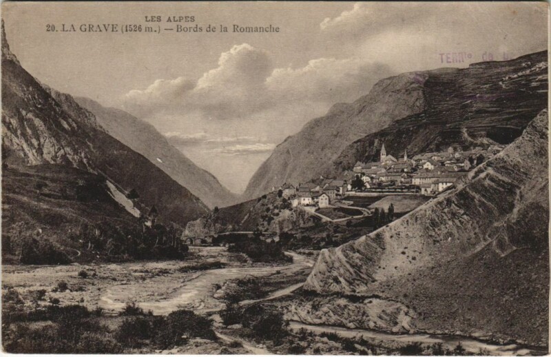 Carte postale ancienne La Grave Bords de la Romanche à La Grave