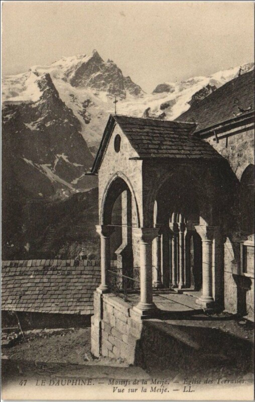 Carte postale ancienne La Grave Massif de la Meije - Eglise des Terrasses à La Grave