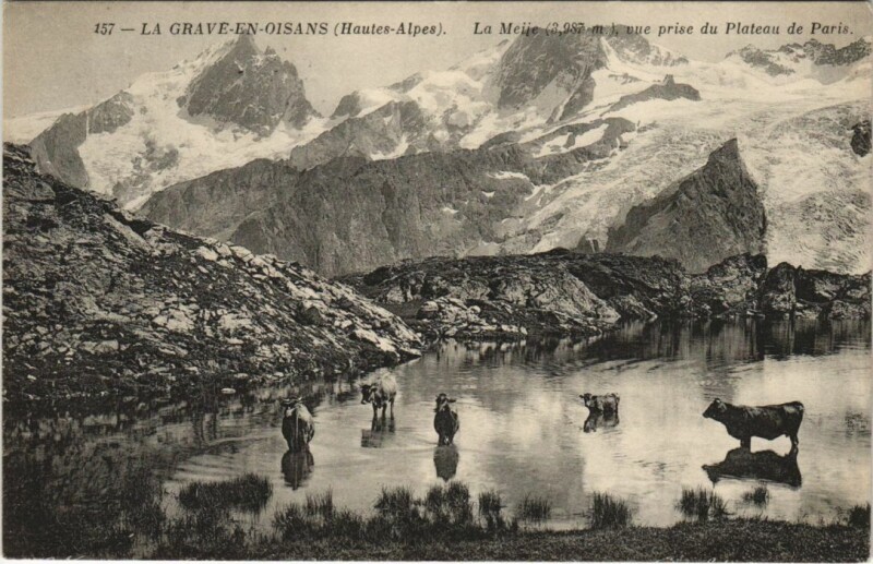 Carte postale ancienne La Grave La Meije - Vue prise du Plateau de Paris à La Grave