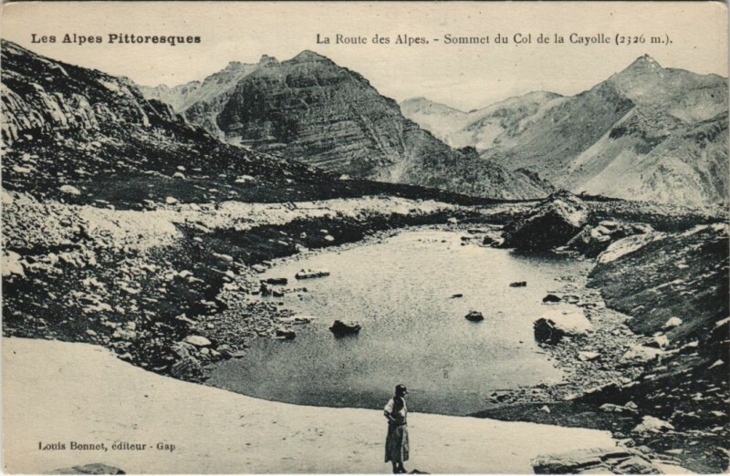Carte postale ancienne La Route des Alpes - Sommet du Col de la Cayolle